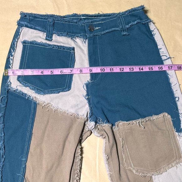 KTOO Grunge boho Patchwork Pant hippie Flare Pants size medium (26 waist) - Picture 9 of 12